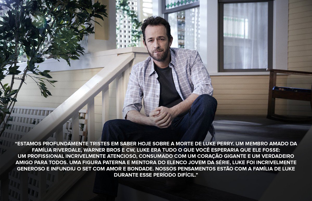 RiverdaleBrasil's tweet photo. Declaração dos produtores executivos de #Riverdale; Greg Berlanti, Roberto Aguirre-Sacasa, Sarah Schechter e Jon Goldwater; Warner Bros. TV; e CW, sobre a morte de Luke Perry. https://t.co/dVzlUSsAXx