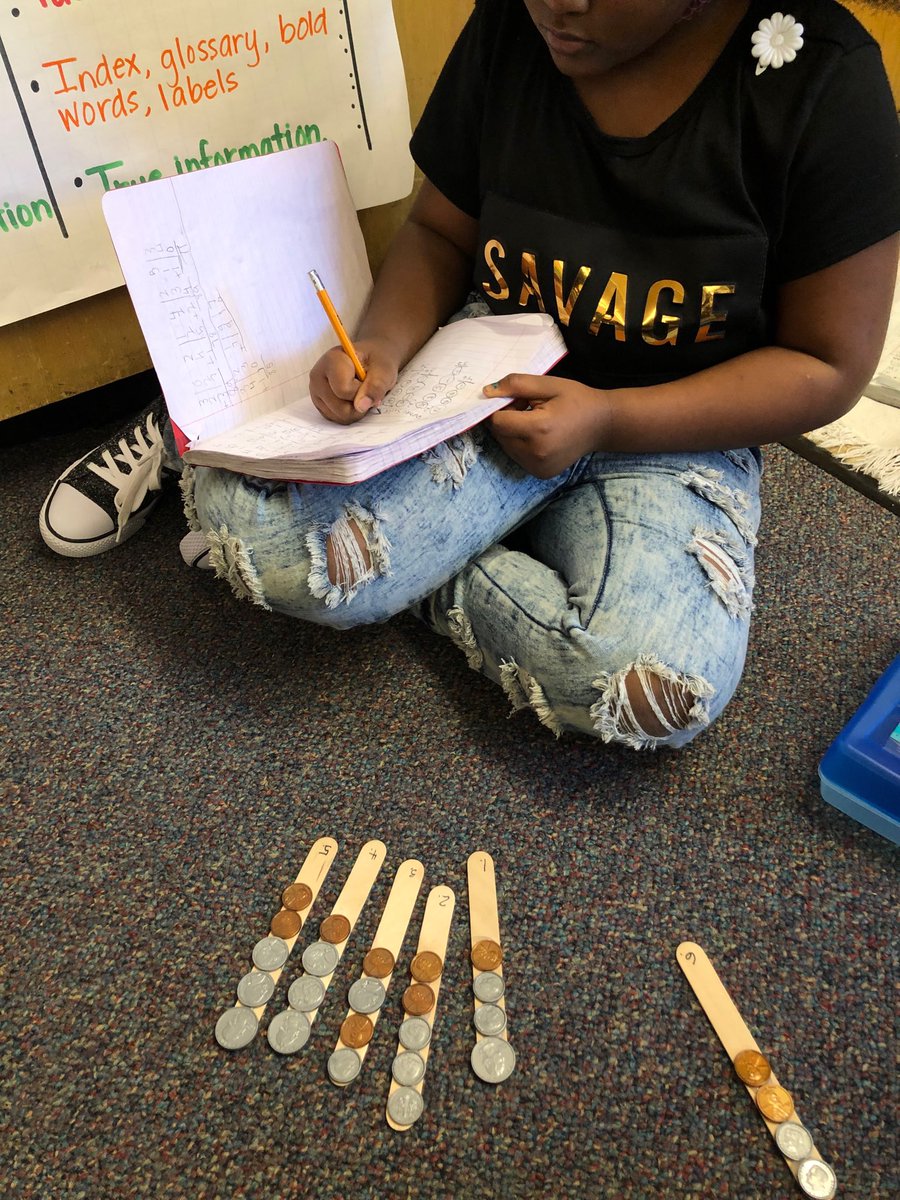 FossaluzzaAmy's tweet photo. Who needs a worksheet?!?! First graders in Mrs. Turner's class exploring coins #jcpsworkshop ⁦@JFKennedyElem⁩ https://t.co/pGWjsJZiiO