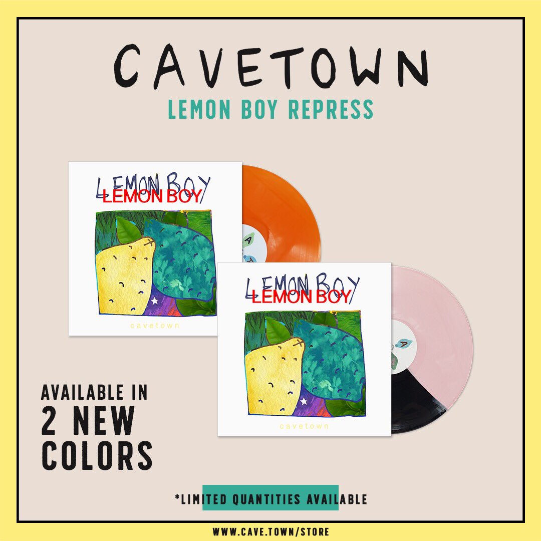 CAVETOWN's tweet image. New stuff just landed in the shop including leftover goodies from my US tour and a new pressing of Lemon Boy!! cave.town/store