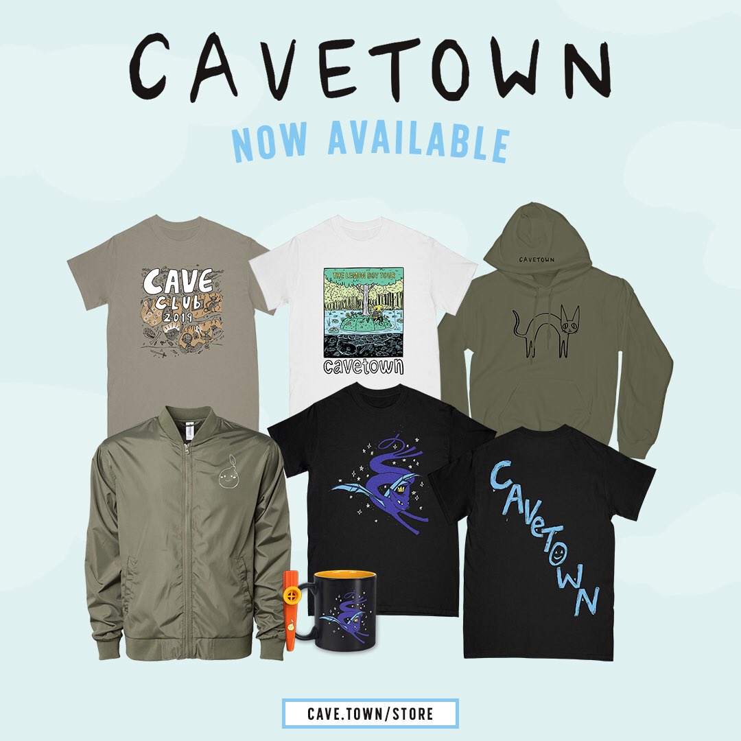 CAVETOWN's tweet image. New stuff just landed in the shop including leftover goodies from my US tour and a new pressing of Lemon Boy!! cave.town/store