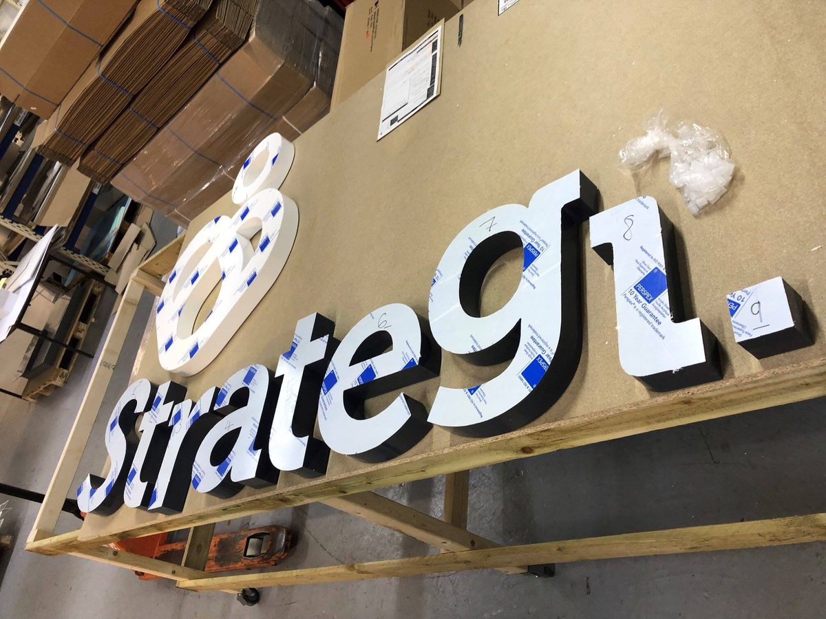 LynRoweRamsay's tweet photo. How exciting to see this photo from @QPSPrint today. This huge sign is due to be fitted at the end of the week... weather permitting!
#proudmoment #teamstrategi #signage #nearlyfinished https://t.co/Wcuio0vZFF