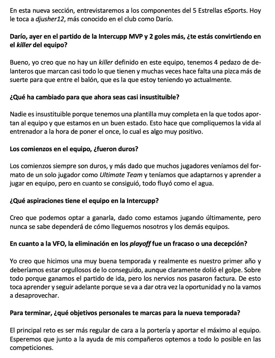 Anoche volvimos a la senda de la victoria en la @INTERCUPP ganando por 3 a 1 al líder de la competición @RealAmigosVC

Goleador
⚽⚽ Darío <a href="/fuckingfamous12/">Dario Gonzalez</a>
⚽ Fran Correa

Asistente
📏 Dragón <a href="/raul_reig/">Raúl Reig</a>

Mvp
Darío <a href="/fuckingfamous12/">Dario Gonzalez</a>

<a href="/liga5estrellas/">LIGA 5 ESTRELLAS | FIFA 23 PS5/PS4</a> 

Adjuntamos entrevista al MVP