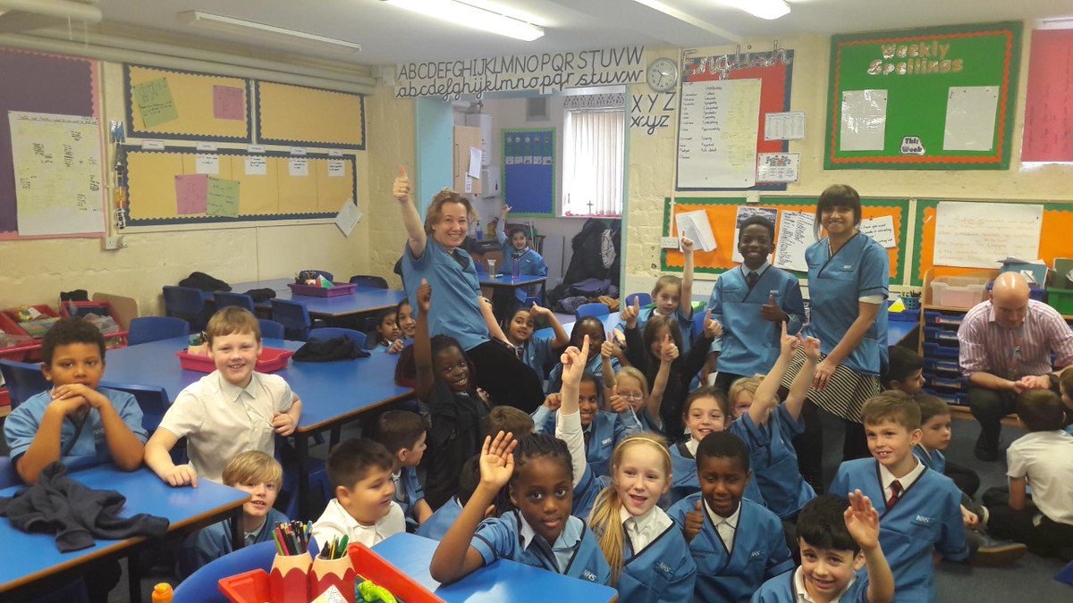 StJamesJuniorS1's tweet photo. We have a school full of #FutureNurses following our inspiring visit from #HilaryGarratt and Robina on Friday.  Thank you Hilary, Robina and @BrenJMcinerney. 
#NHS #FutureNurse #TeamCNO @glosdiocschools https://t.co/qiuCmm0931