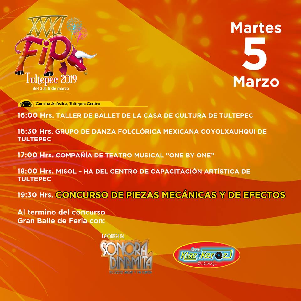 DondeHayFeria's tweet photo. 🤩Feria Internacional de la Pirotecnia 2019:
🎆Lunes: Concurso de Castillos de Día | @aaronilusion.
🎆Martes: Concurso de Piezas Mecánicas y Efectos | #SonoraDinamita.
🎆Miércoles: Concurso Nacional de Castillos de Torre | @BandaMachos.
#FNP2019 #Tultepec #EdoMex https://t.co/qixhVuw8oK