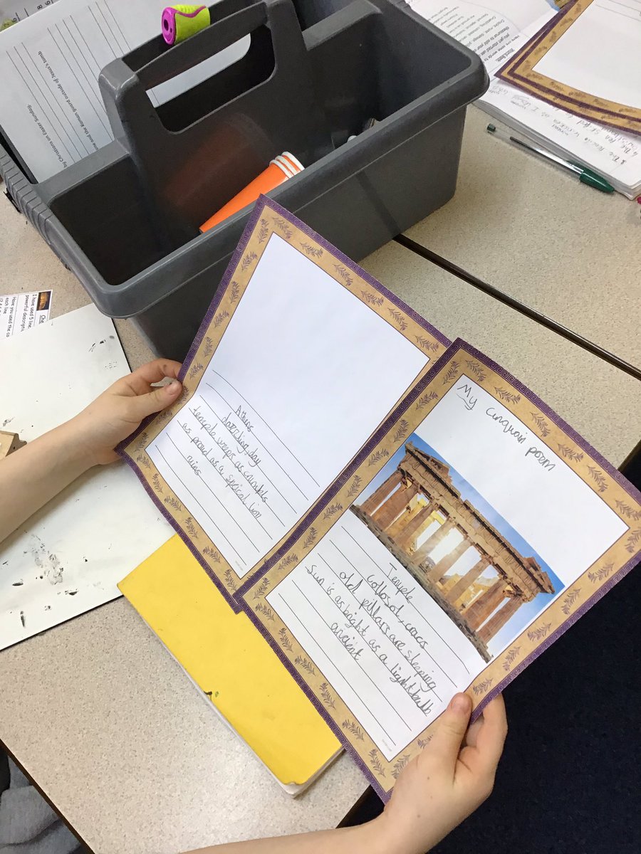 tankersleyspy3's tweet photo. This week we have been looking at poetry linked to our topic about Ancient Greece - we have created our class book of cinquain poems as part of our BIG WRITE today ! #syllables #alliteration #similie #personification #poetryisfun https://t.co/yAgaoZcz9o