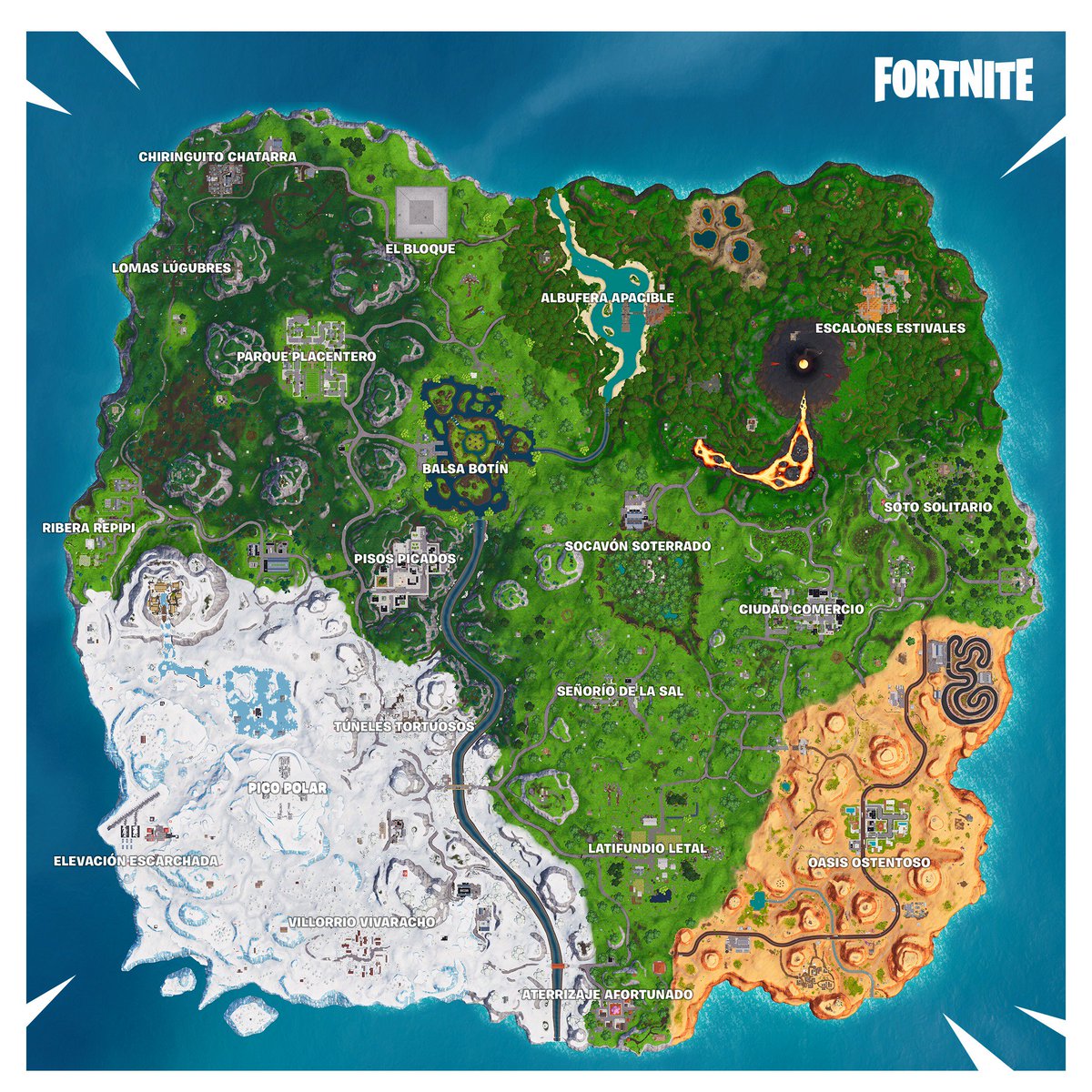 Fortnite_ES's tweet photo. Con la llegada de de la nueva temporada, el mapa ha cambiado muchísimo.

¡Echa un vistazo al minimapa para saber todos los cambios! https://t.co/13zat9dsB8