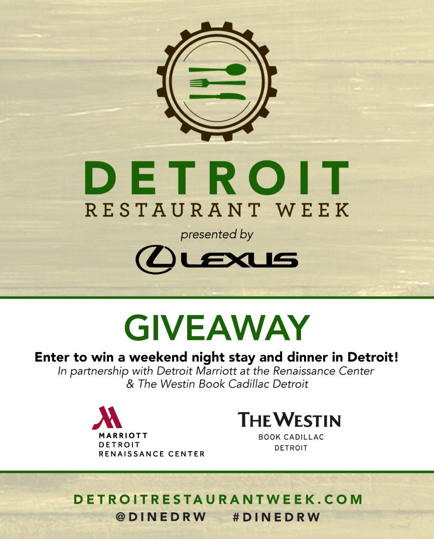 dinedrw's tweet photo. ❗GIVEAWAY❗ Win a weekend night stay at the Westin Book Cadillac Hotel or Detroit Marriott at the Renaissance Center AND a $50 Gift Card to any DRW 2019 participating restaurant! Enter➡  https://t.co/DJpJOoZUtT Limit 1 entry per person. Contest ends on 3/22/19 at 11:59pm ET. https://t.co/yzHfF4fl25