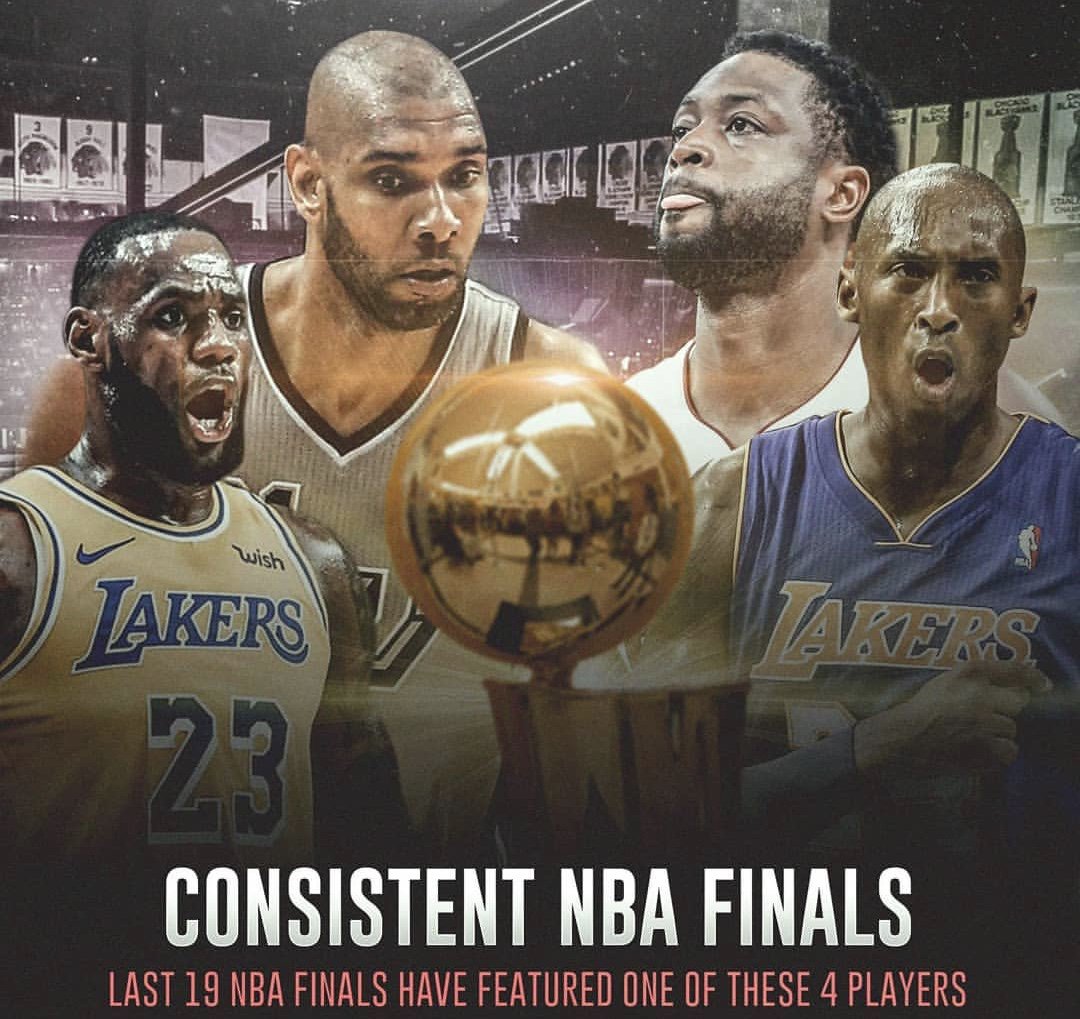 LakersEnEspanol's tweet image. Increible estadistica. En los ultimos 19 años, las finales de la NBA ha tenido uno de los 4 jugadores en la foto
#LakeShow #LakersNation #lLakers #NBA #NBAEspañol #LebronJames #LonzoBall #BrandonIngram #KyleKuzma #LosLakers