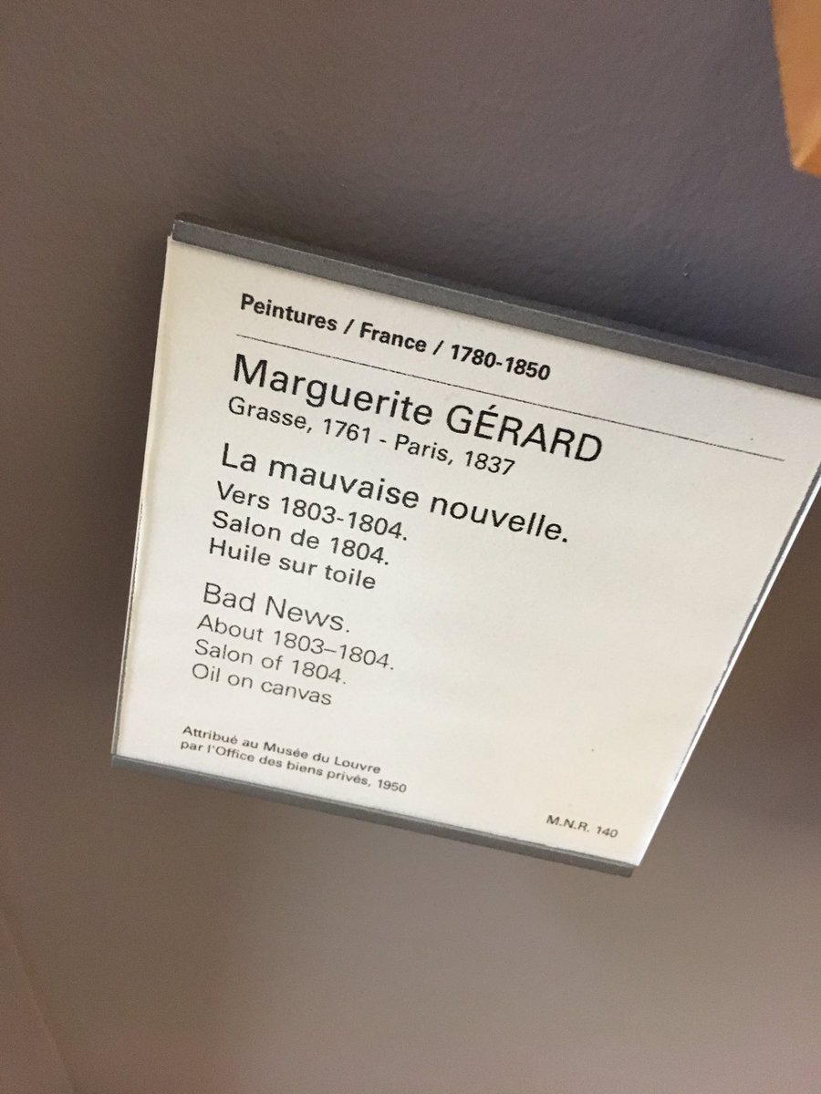 Le seul tableau de #MargueriteGérard exposé au <a href="/MuseeLouvre/">Musée du Louvre</a> est un « M.N.R. », l’artiste a longtemps été dédaignée : la monographie que <a href="/CarolBlumenfeld/">Carole Blumenfeld</a> consacre à l’élève de #Fragonard est une réhabilitation. Mon compte rendu dans <a href="/TANdailyFrance/">The Art Newspaper France</a> #femmesartistes