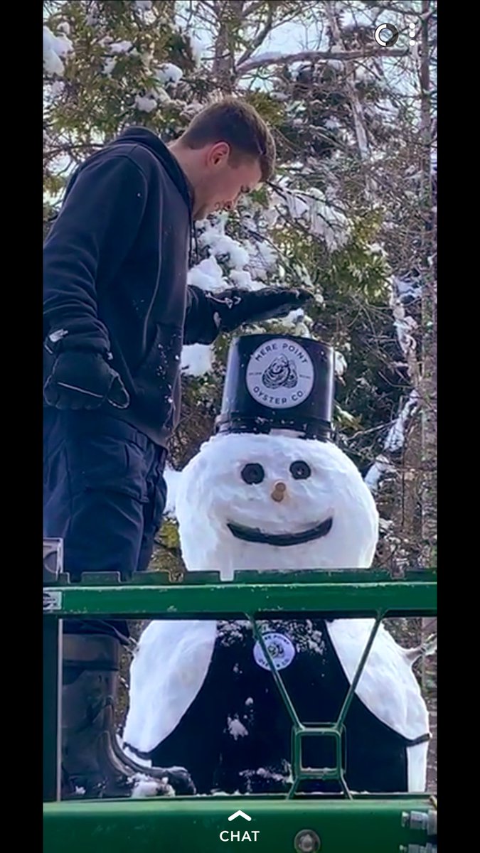 What to do with a snow day on the oyster farm. BUILD A SNOWMAN. #springiscoming #merepointoyster #MaineFisheries #OysterLove #Merepoint #Maquoitbay #brunswick #SnowMan #werestillhere