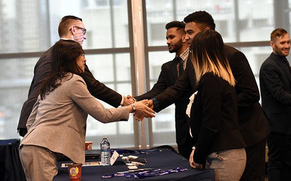 BVC_Chiu's tweet photo. Financial Services students practiced their handshakes and how to make a good first impression during this speed networking event with financial professionals on Friday. Dressed for success, they were able to genuinely connect. Great job everyone! #CSBProud https://t.co/LZrcueaWzN