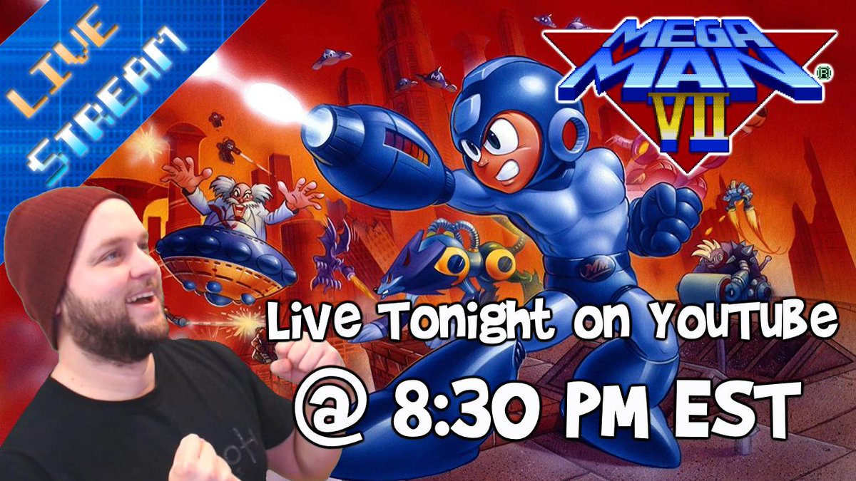 cronocyde's tweet photo. Ready for some #MegaMan7 on the #SNES? Tonight at 8:30 PM EST #live on #YouTube, we'll jump in this game for the first time ever! Be there my friends, I'll need your help for all the secrets! 😀 #SuperNintendo #Retro #RETROGAMING #retrogamer #MegaMan #MegaManVII #MM7 #MMVII https://t.co/tFQT61jBDl