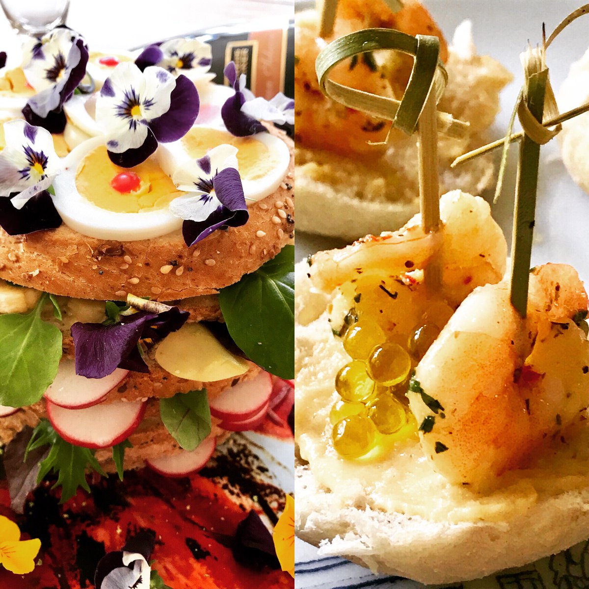 Cavakoning's tweet photo. Flowers or shrimps? #tapas #tasting #winetasting #wijnproeverij #cava #wine #wijn #catering #winesfromspain #amsterdam #foodies #cavaking https://t.co/as8FSF1cMB