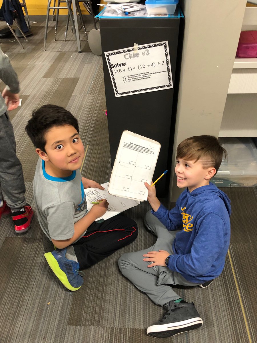 MrsLeftwichSMSD's tweet photo. Students are playing Order of Operations Clue today. @trailwoodsmsd https://t.co/h2FBaSWORk