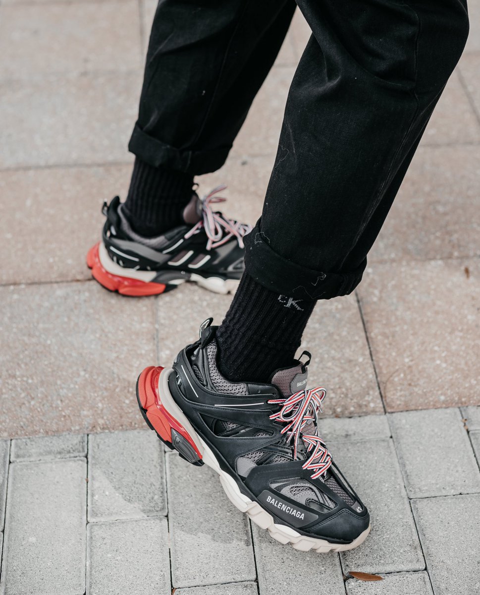 Balenciaga Track Black Leather And Mesh Sneakers for Men