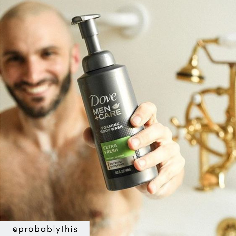 It's a #FoamParty w/@dovemencare! @probablythis is showing off how they have a Foam Party w/ Dove Men+Care Instant Foaming Body Wash >>clvr.li/ProbablyThisDo…<< Get ready for a foam wash that freshens & hydrates your skin. Just #PumpFoamHydrate! #DoveMenPartner