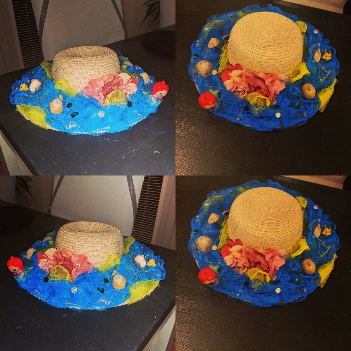 MrsBecky_W's tweet photo. Getting my creative head on and making Emma a hat for the school's world book day! Can you guess the theme?!? 😂🧜🐠🌊 #amumsworkisneverdone https://t.co/ww1u5CxNvr