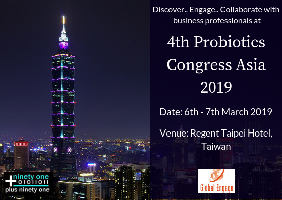 plus91's tweet photo. 4th #Probiotics Congress Asia 2019 taking place at Regent #Taipei Hotel is a 2-day interactive meeting that will highlight cutting edge research and business case studies. @lifesciences_GE https://t.co/3NFrHiuJRY