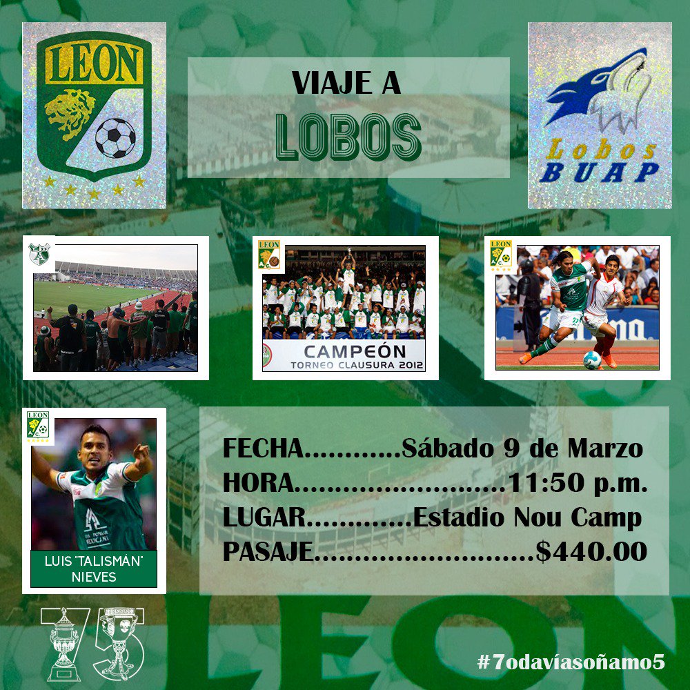 Que siga la gira del verde y sus muchachos, nos vamos a Puebla.

#7odavíasoñamo5