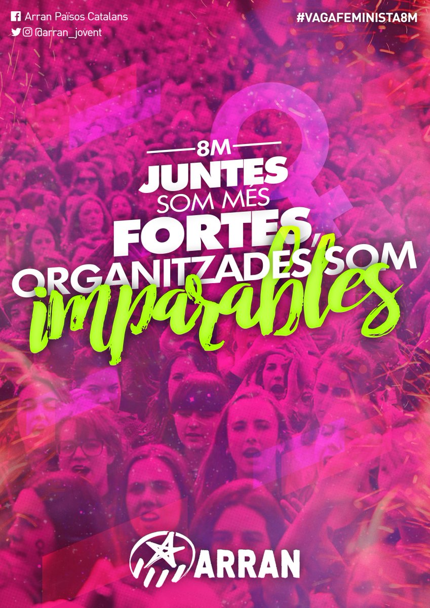 Arran_jovent's tweet photo. #BonDia ☀️ Les dones treballadores movem el món i ara l'aturem. El 8 de març aturem-ho tot per la #VagaFeminista8M, deixem de treballar, consumir i cuidar. Caminem cap a la Vaga General Feminista!👭 https://t.co/pKdu6QChtS