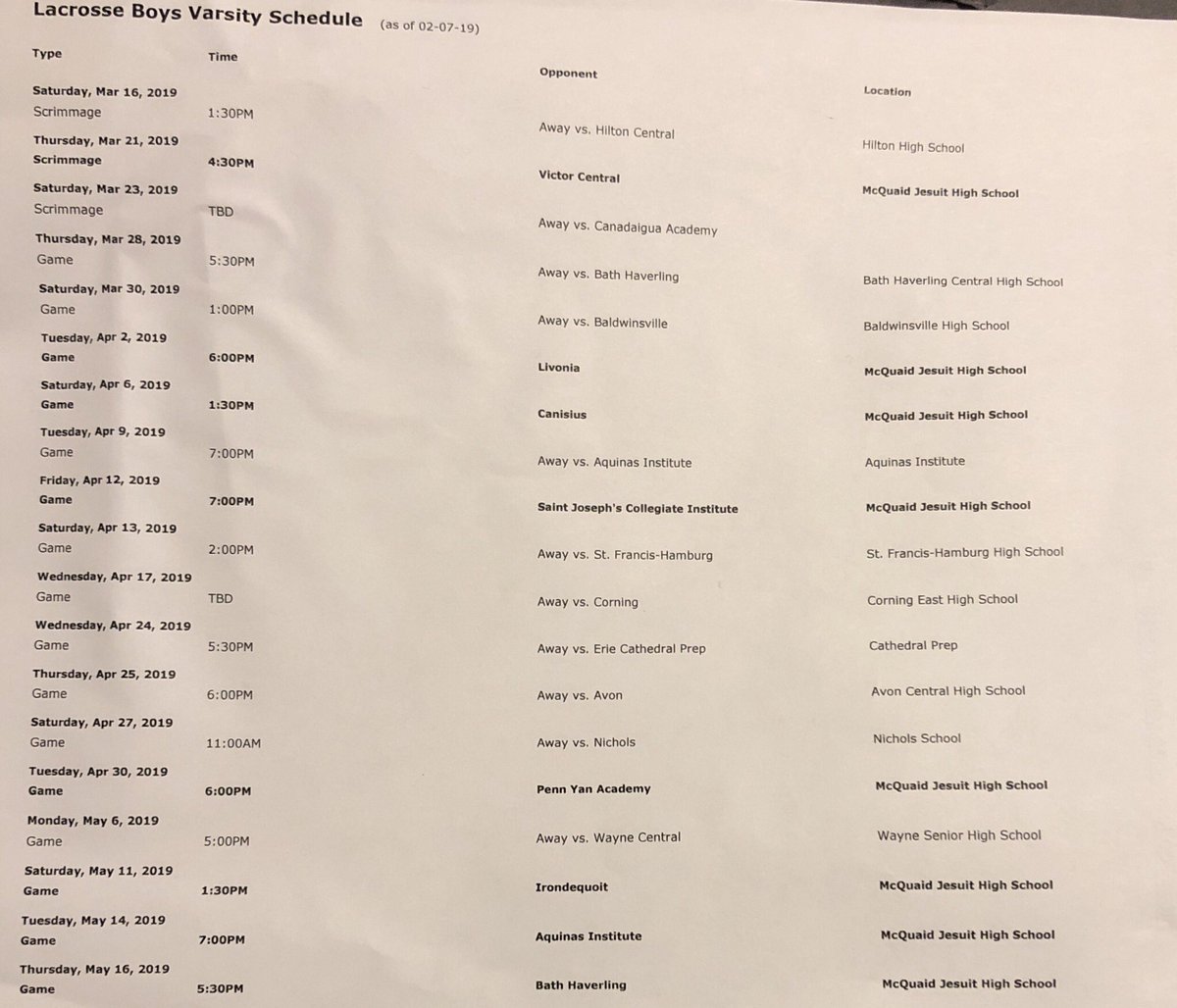 Official schedule for your Lax Knights👀😴