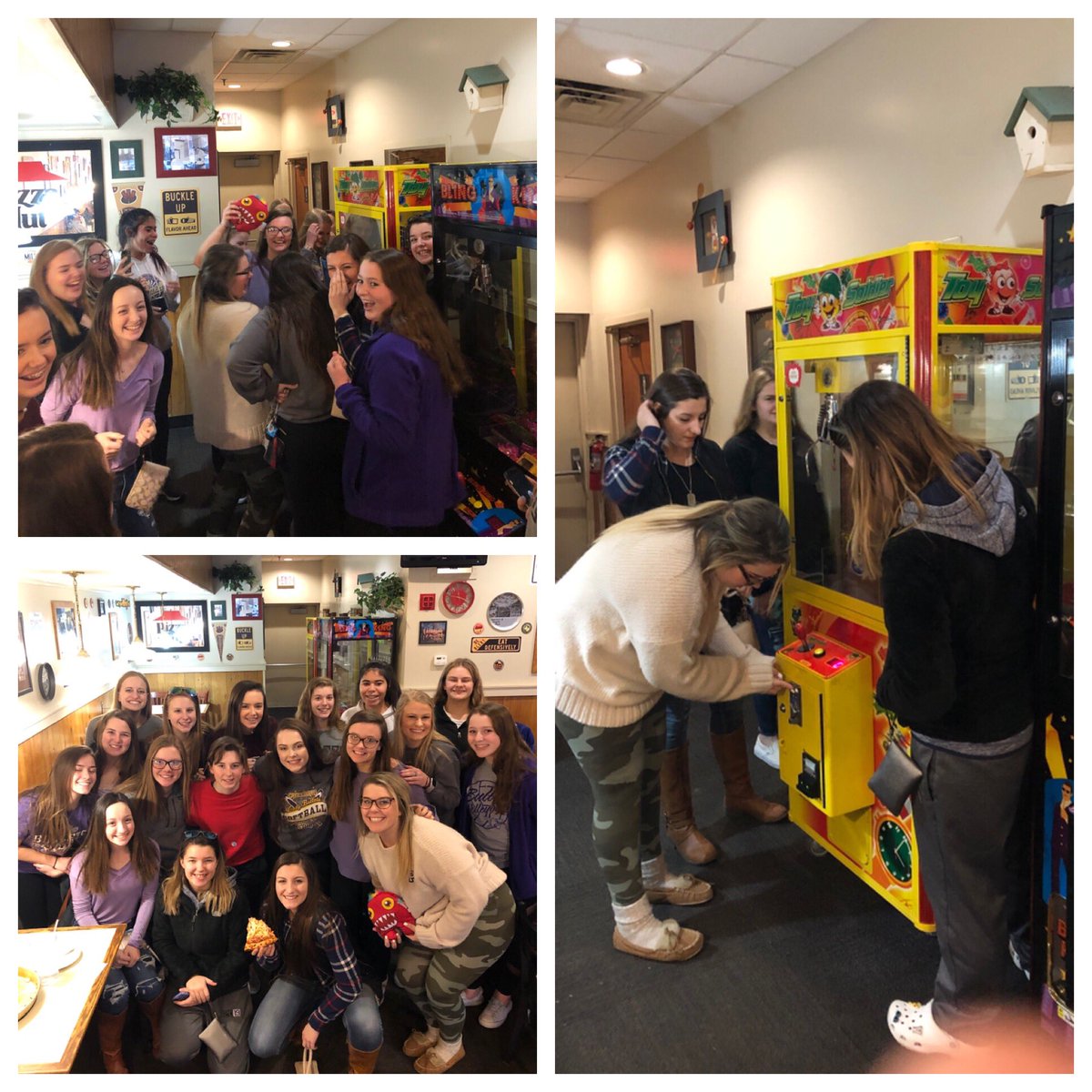 coachashbaugh's tweet photo. Kicking off Week #2 with team dinner and of course, many, many failed attempts at the claw machine (and one small victory)! 😂 #bulletpride #brickbybrick #tradition #theteam #doesthisthingwork https://t.co/97mZVnF2Ti