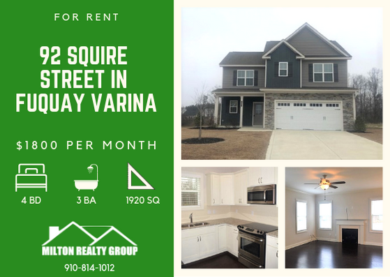 MiltonRealtyLLC's tweet photo. Beautiful 4 bedroom/3 bathroom home located minutes from downtown Fuquay-Varina, NC. Contact us at 910-814-1012 for more information!
#miltonrealtygroup #MoveInMonday #rentalproperty #propertymanagement #fuquayvarina #fullservicepropertymanagement #harnettcounty #MRG https://t.co/EowS4bEO7N