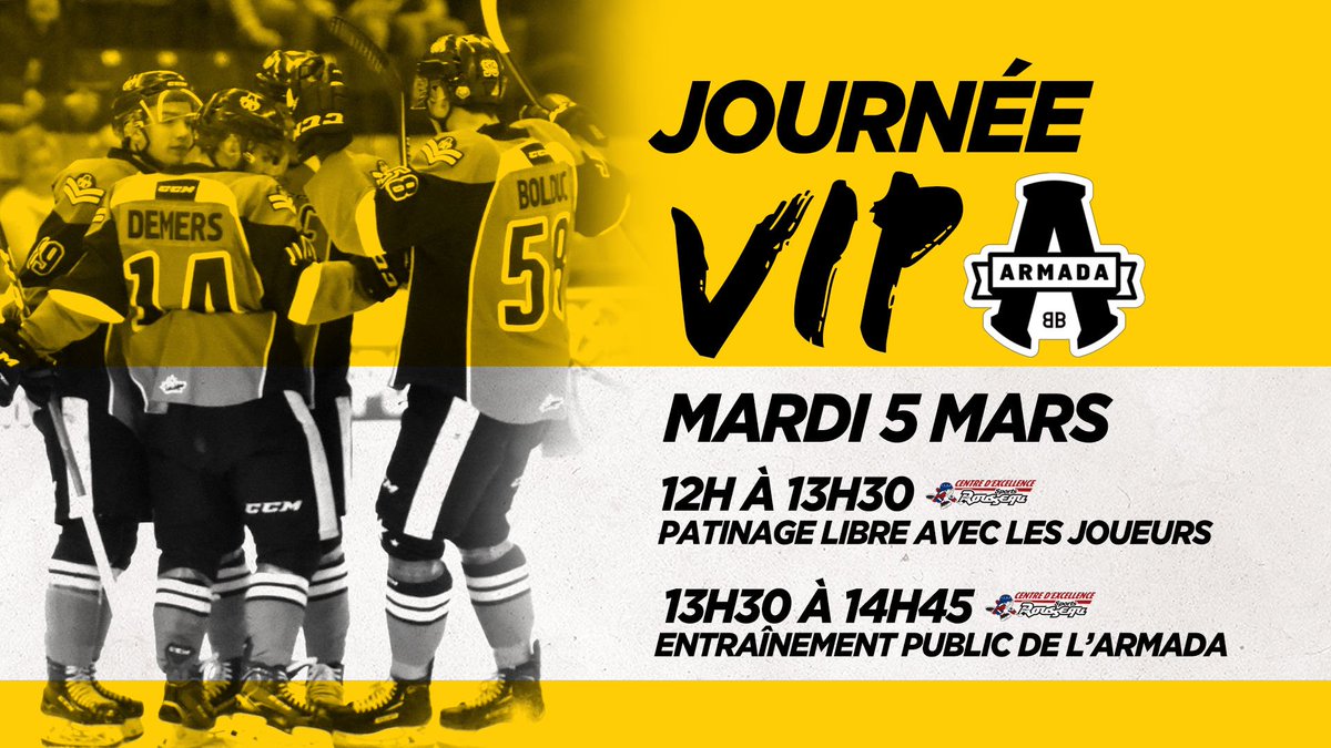 ArmadaBLB's tweet photo. Demain, tu es V.I.P.!
L'horaire de la journée -> https://t.co/VJobcwI3Ic
#JembarquedanslArmada #LHJMQ50 #JourneeVIP https://t.co/iyzoP4hdpM