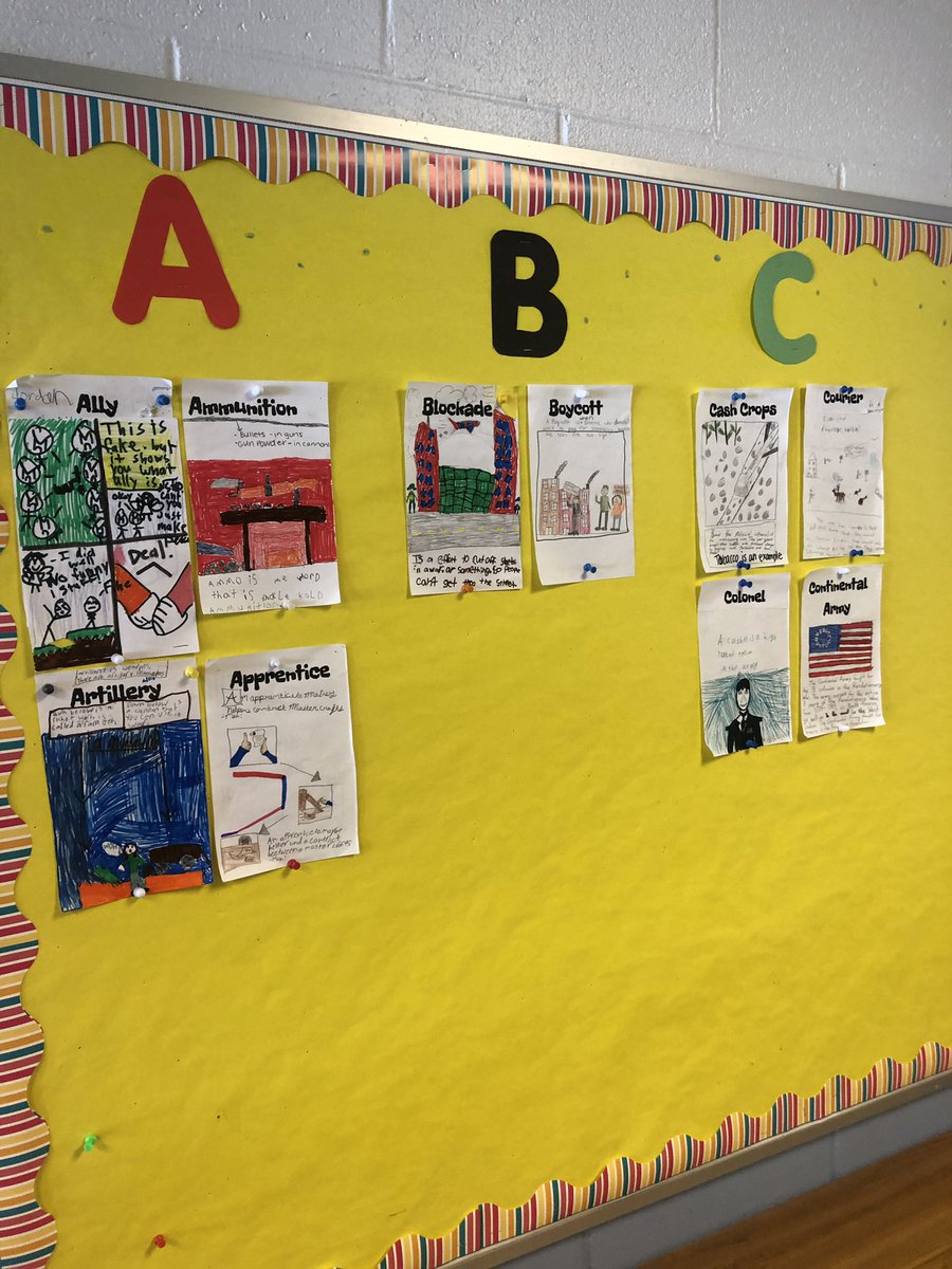 AdaFHPS's tweet photo. 4th grade is kicking off their new Unit of Study, researching the American Revolution. As a grade level, they are creating an American Revolution picture dictionary. Stop by next time you are at Ada to take a look! #AdaReads https://t.co/6ob8pJY5o9