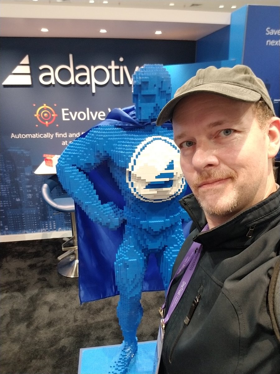 philpauleo's tweet photo. Not all #heroes wear capes, but the @adaptiva one does. #RSAC19. #compliance #buidingblocks https://t.co/K8pS4igVQZ