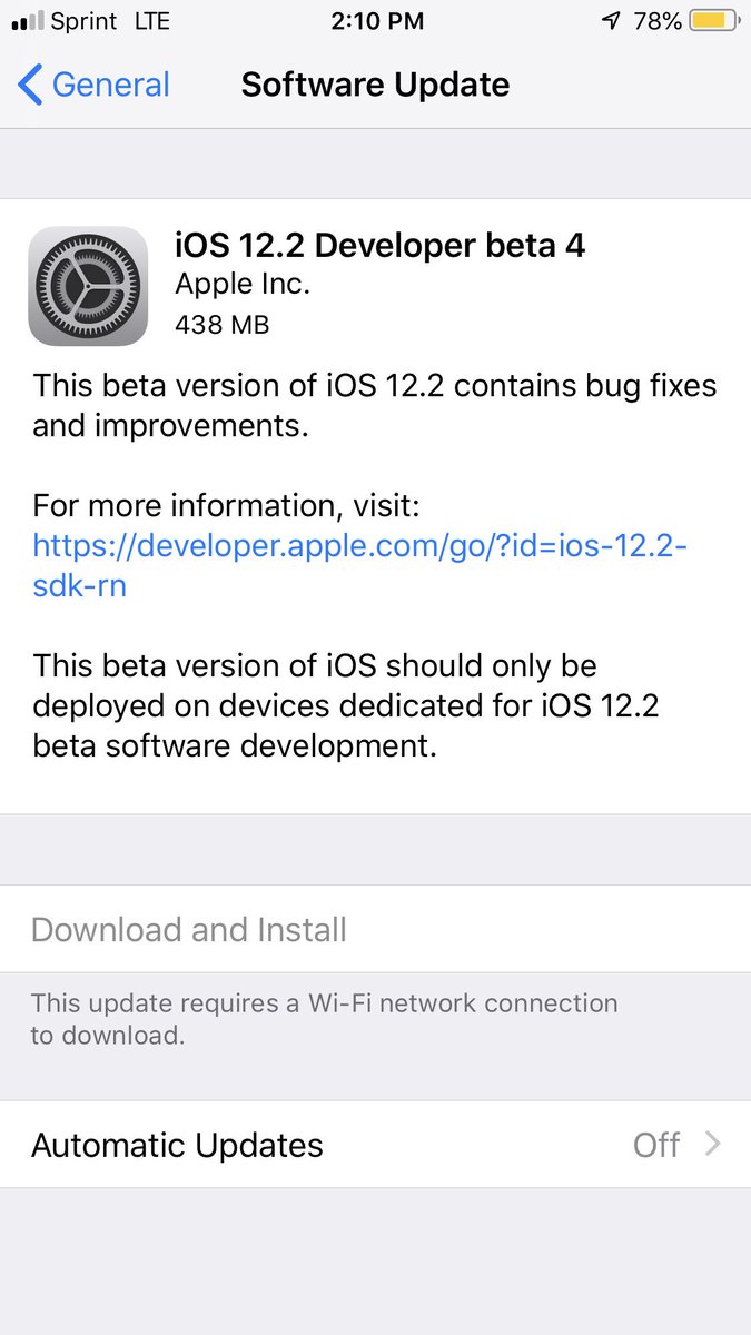 Sean1robertson's tweet image. iOS 12.2 Dev Beta 4 is now out today!  #iOS #iOS12beta #iOS122DevBeta4
