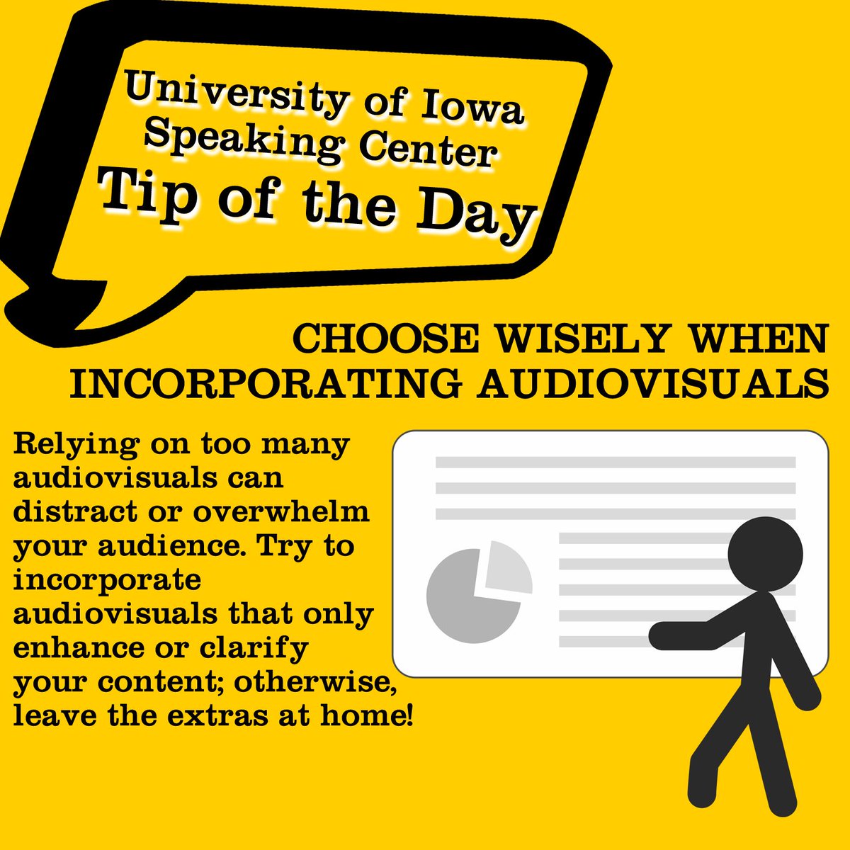 UIRhetCenters's tweet photo. We hope you enjoy our #SpeakingTipoftheDay, brought to you by the @uiowa Speaking Center. For more information about our centers, visit https://t.co/cZRzIjaVbP. https://t.co/hSNX3ABy2C