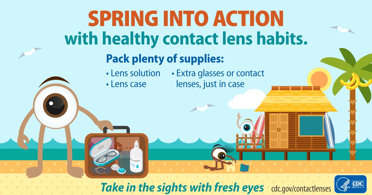 AOAConnect's tweet photo. Happy #SpringBreak2019! Keep your eyes safe during vacation by practicing these healthy contact lens habits: https://t.co/T6IJxKEI9T https://t.co/XHF5sd7FLh