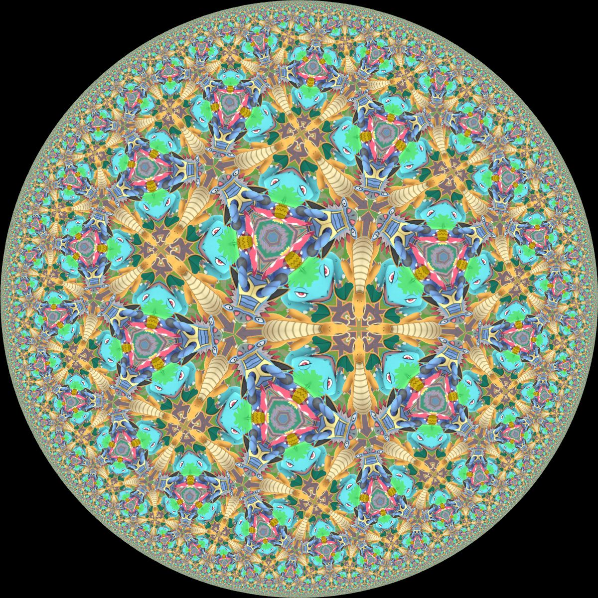 TisVeugen's tweet image. I recruited Armaldo, Dragon and Venusaur. #HyperbolicGeometry #EscherArt