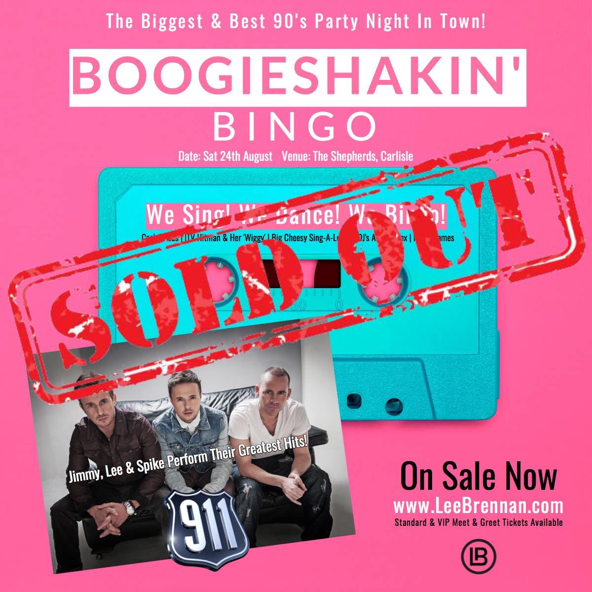 Sold Out in 72 hours 🎉

Thank you to everyone who has bought tickets. 

It’s going to be a great night of 90’s nostalgia!

We Sing! We Dance! We Bingo! 

#Carlisle #Cumbria #Events #Bingo #90s #Boyband <a href="/911official/">911</a> <a href="/MrLeeBrennan/">Lee Brennan</a>