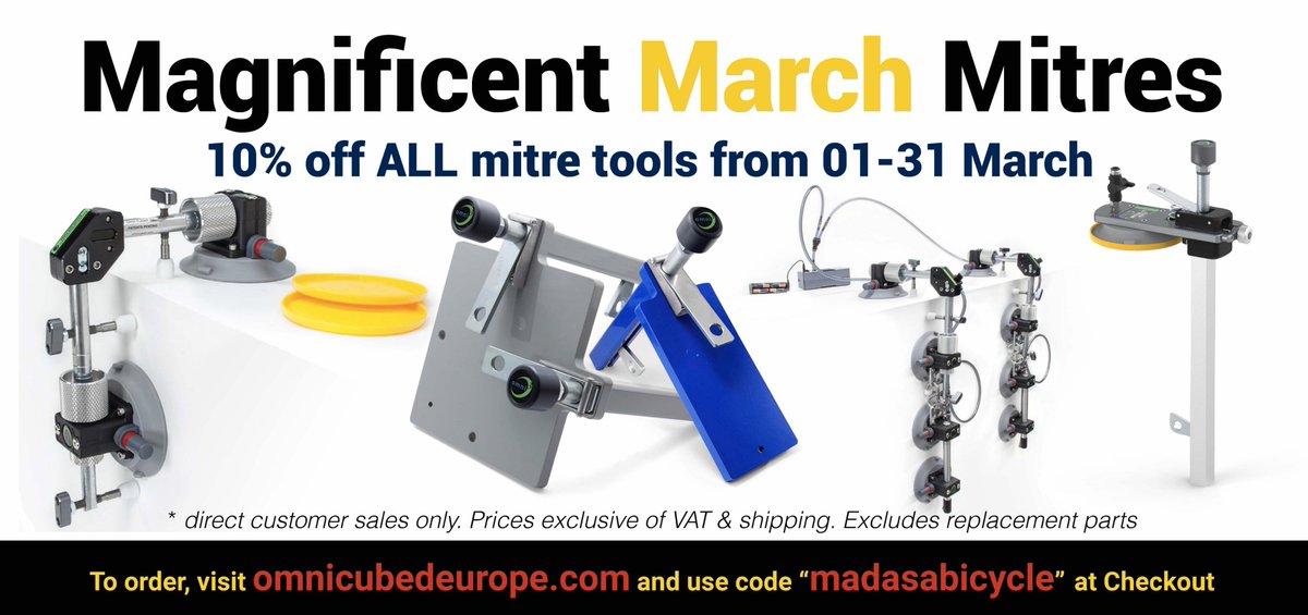 omnicubedeurope's tweet image. Well ain't it just time to bring on a new special offer?!

Throughout March, you guys get 10% off any and every magnificent mitre tool just by going to omnicubedeurope.com and using the code "madasabicycle" at Checkout (minus quotation marks, obviously...).

Sa-WEEET!
