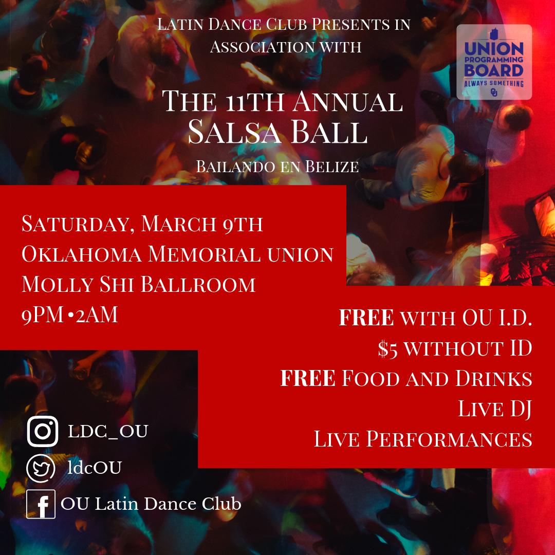ldcOU's tweet image. Join us this Saturday, March 9th, for our 11th Annual Salsa Ball!!!! 💃🏽🕺🏽🎊 FREE entry w/OU ID $5 without, FREE food, LIVE DJ, and LIVE performance!
#Salsa #bachata #Dance #SalsaBall19
