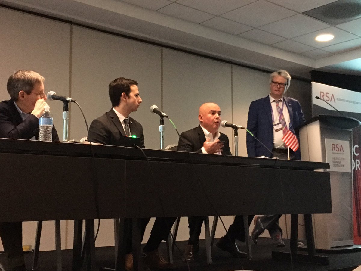 RSAsecurity's tweet photo. What systems need to be absolutely #cyber secure? Panelists at RSA Public Sector Day say election systems, hospitals, transportation and emergency services must be secure. #RSAC #RSAgov https://t.co/kFE8AeDOR9
