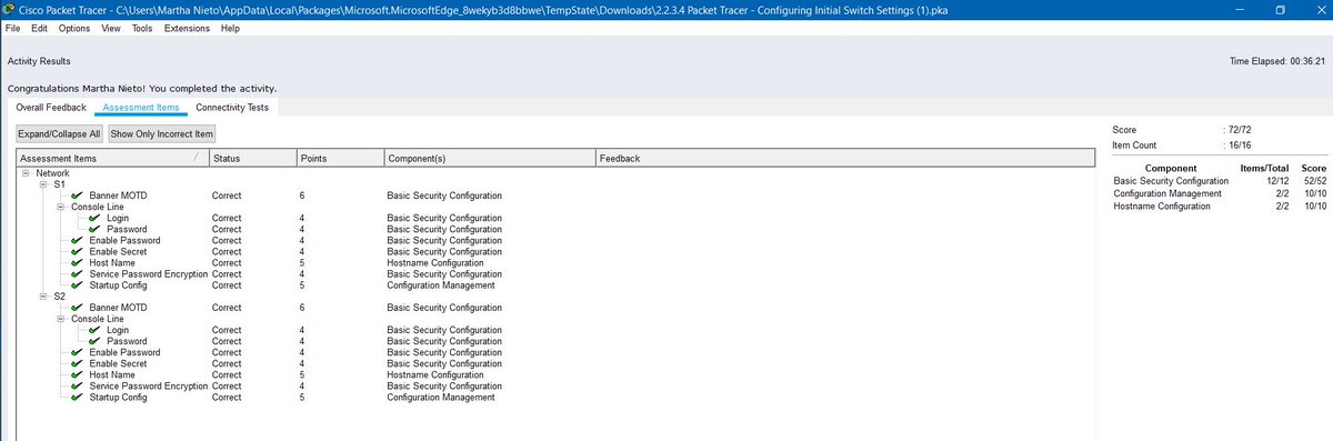 MmmarRTHa's tweet image. So far so good 🤓👩🏻‍💻 “Configuring initial Switch Settings” #LearningatCisco #cisco #CCNA #networks