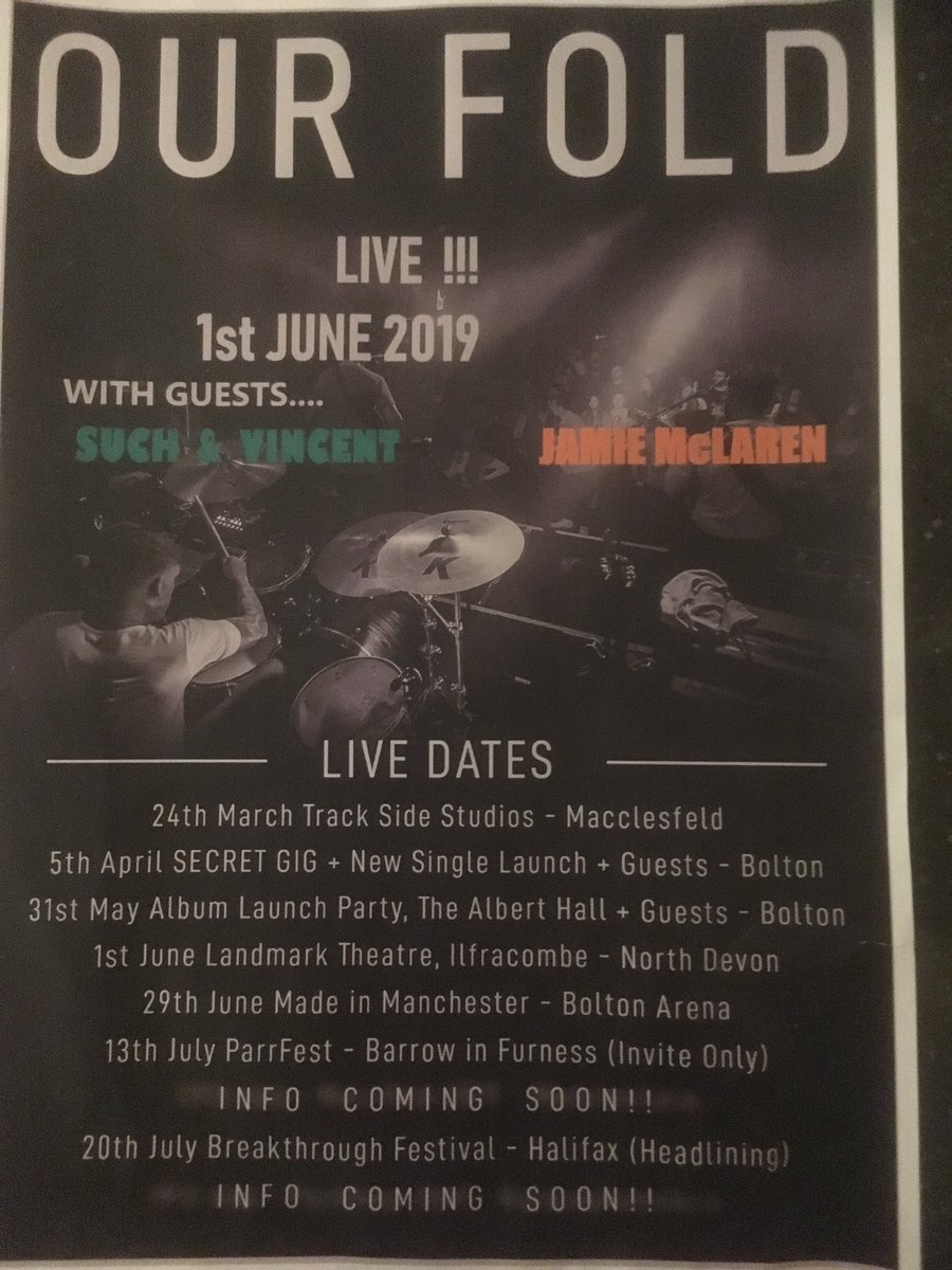 Jamiemclaren6's tweet photo. Come on people and get yourselves down to this amazing night of top music, gonna be a belter, tickets available now from https://t.co/r7ZPr6kF4r the mighty @OURFOLD @SuchAndVincent and @Jamiemclaren6 get on it peeps let’s av yaaa✌🏻 https://t.co/VsWixkRmam