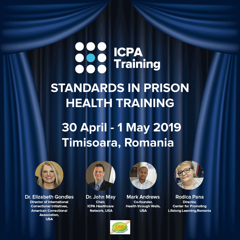 icpaadvancing's tweet photo. It is time to reveal it...

ICPA &amp; CPIP will bring together prominent healthcare experts for a two-day training in Timisoara, Romania! The theme is "Standards in Prison Health". Don't miss it out. Places are limited to 20! 
Info: https://t.co/XSTx1CSXqS

#Prisons #ICPATraining https://t.co/9dfiNF246V
