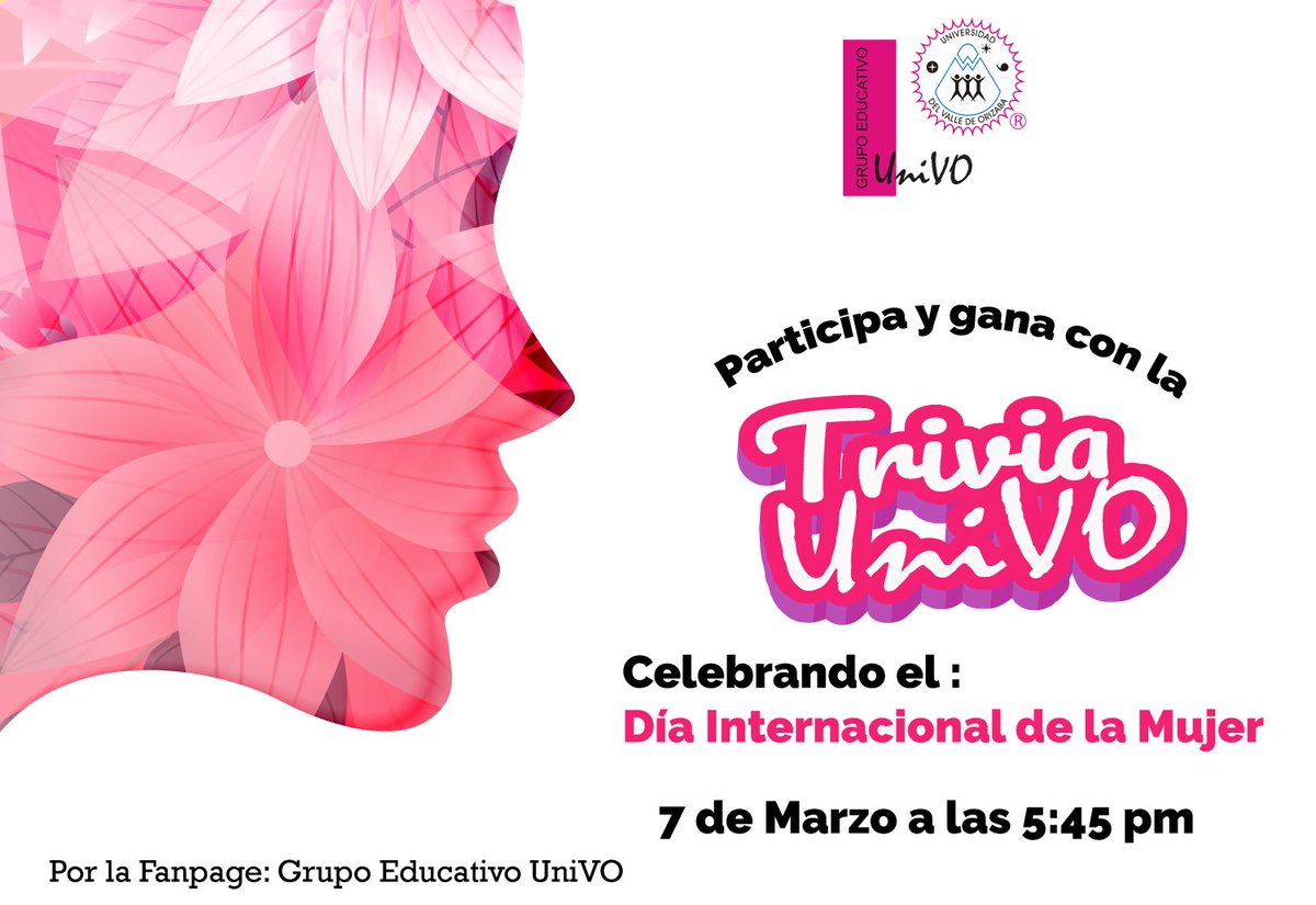 univo's tweet photo. Estén pendientes de la trivia de esta semana, estaremos celebrando el Día Internacional de la Mujer. 

UniVO El Camino al Éxito

#ViveMujer #ViveUniVO
#DíaDeLaMujer
#UniVO #ElCaminoalÉxito https://t.co/IG9GnoCPj3