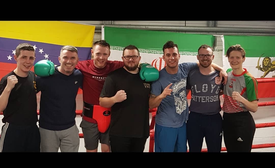 TeamTNT4's tweet photo. Great sparring session tonight.
Great to have Legendary Irish Pro Ref Emile Tiedt up to watch the spars and get him back to action after his surgery a few months back 🥊🥊 @CarlTheCobra @jake_hanney @GrahamMccormac7 @Siobhan_OL 
#TeamTNT 
#TheATeam https://t.co/y15ZLvYbr2