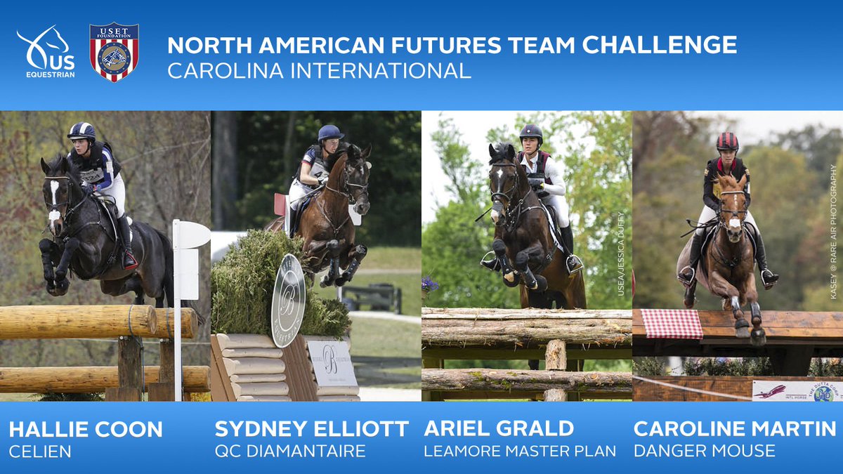 Introducing Erik Duvander's Team for the newly established USEF/USET North American Futures Team Challenge competing in the CCI4*-S division at Carolina International! ⬇️