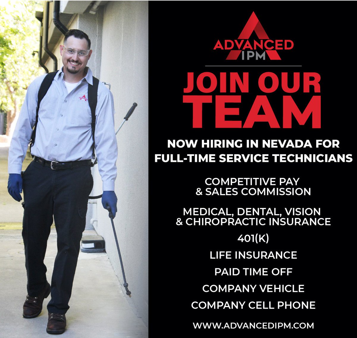 Become a part of Advanced IPM! We are currently hiring Service Technicians in Nevada. To apply or for more information visit: advancedipm.com/current-openin…