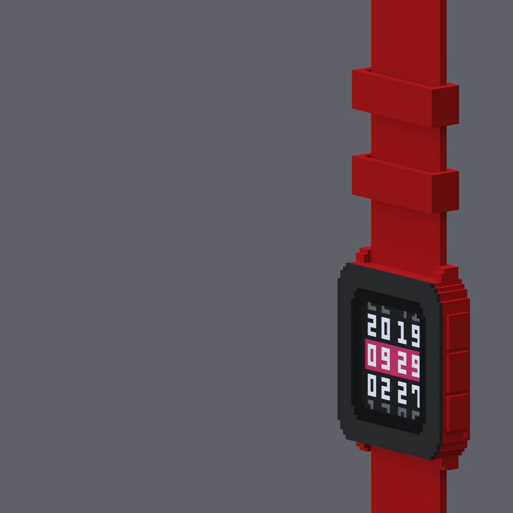 ___mepy's tweet photo. My first Pebble voxel creation... #magicavoxel #pebbletime Enigma watchface by Neal Patel @Pebble @pebble_dev https://t.co/H8EqndjBik