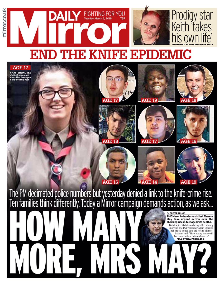 Tuesday's Mirror: "How many more, Mrs May?" (via <a href="/hendopolis/">Neil Henderson</a>) #tomorrowspaperstoday