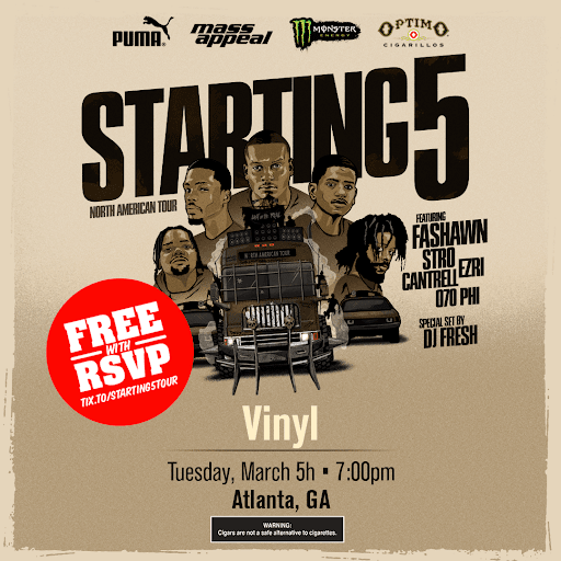 MassAppealRecs's tweet photo. [#ATL] The final stop of the #Starting5Tour is at Vinyl @CenterStageAtl tomorrow! Don’t miss out &amp; RSVP for the free show here: https://t.co/E1k40yBMVw https://t.co/mQxzaBEqXI
