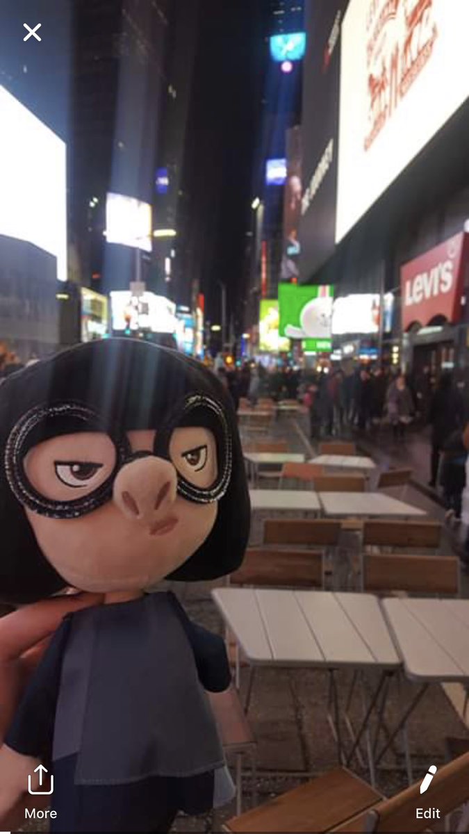 Hgibs33's tweet photo. Kevin went to New York this weekend and bought me a stuffed Edna Mode from the Disney store. Please enjoy these pictures from Edna’s NYC adventure. https://t.co/1U3Gze8XBy