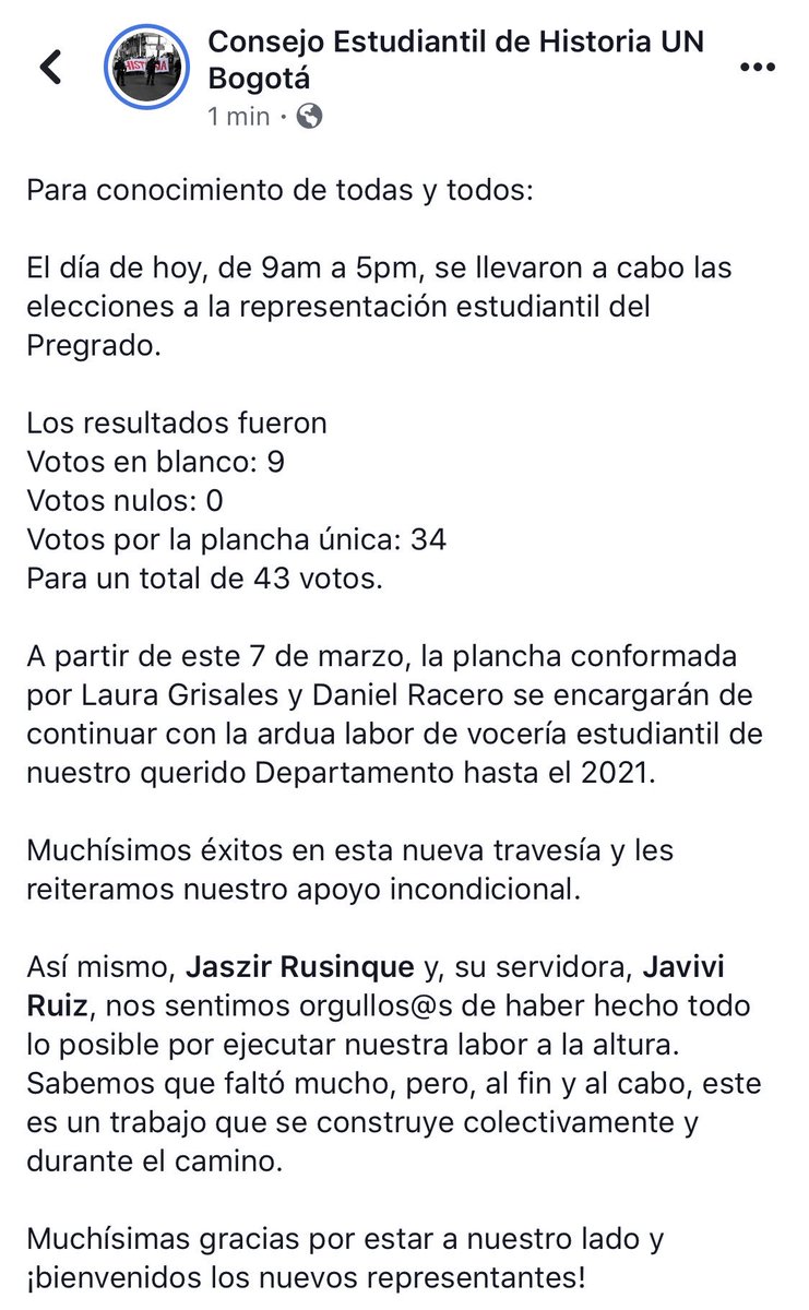 Consejo Estudiantil de Historia UN tweet media